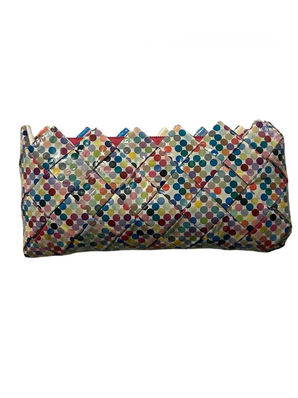 Ecoist Multicolor Polka Dot Woven Cosmetic Bag Pouch Y2K Recycled